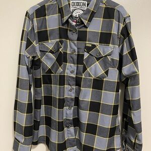 DIXXON Women's Black and Yellow Checkered Button Down Shirt